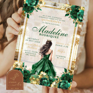 Invitation Salle de bal royale Emerald Green Quinceanera