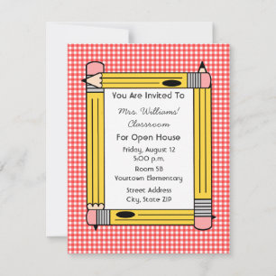 Invitation Salle de classe Open House : Pencils jaunes, En vi