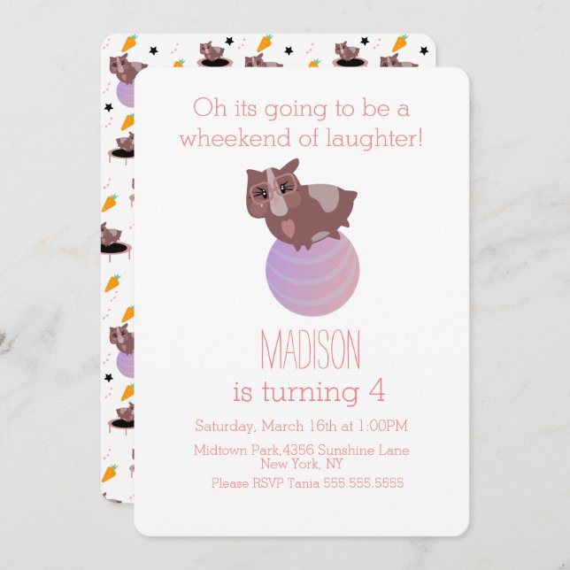 Invitation Salle De Fitness Pour Cochons De Guinée (Devant / Derrière)