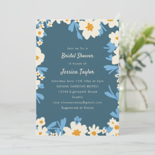Invitation Salle de réception de mariage Bleu Ardoise Jaune C