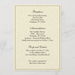 Invitation Salle De Réception De Mariage Classique Simple Et