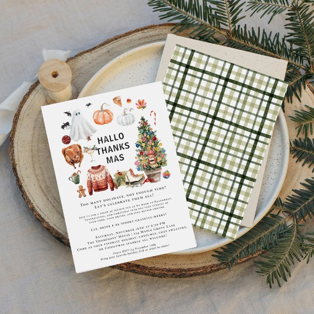 Invitation Salle des amis Fête de Hallothanksmas | Vacances c (Créateur téléchargé)