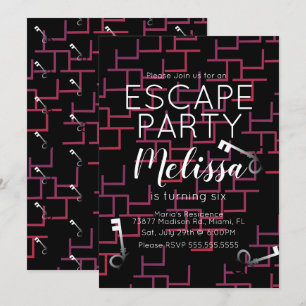 Invitation Salle d'évasion moderne Fête d'anniversaire Maze I
