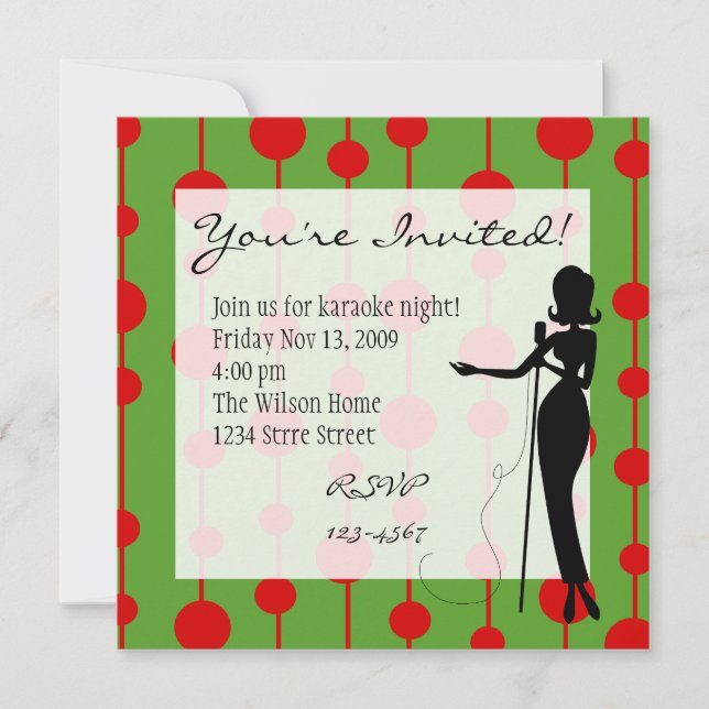 Invitation Salon Chanteur Couleurs de Noël (Devant)