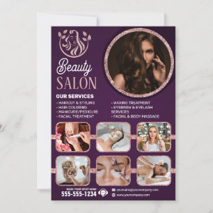 Invitation Salon de beauté chic rose gold pour cheveux, ongle