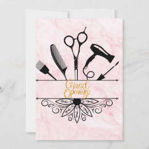 Invitation Salon de beauté en marbre rose Grand ouverture
