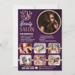Invitation Salon de beauté et de coiffure Chic Rose Gold pour