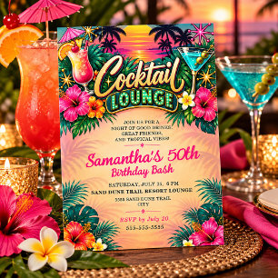Invitation Salon de Cocktail Tropical 50e Anniversaire 