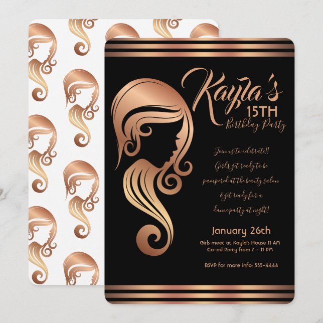 Invitation Salon de coiffure et de maquillage pour filles à l (Devant / Derrière)