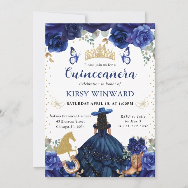 Invitation Salon de coiffure Navy Dress Black Princesse Quinc (Devant)