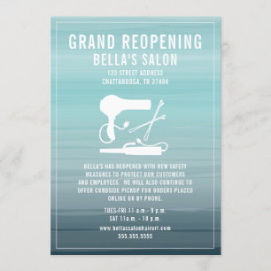 Invitation Salon de coiffure réouverture Aqua Ombre