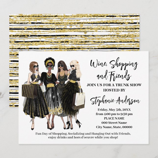 Invitation Salon de Vente de Vin et d'Amis dans un Coffre (Devant / Derrière)