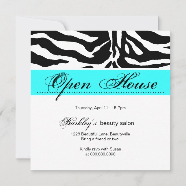 Invitation Salon Open House Ad Zebra Blue (Devant)