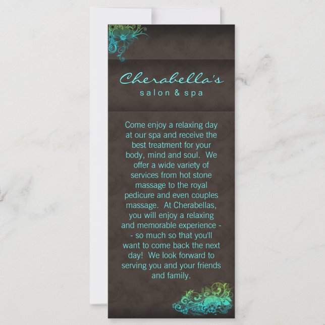 Invitation Salon Spa - Carte à étaler Floral Bleu  (Devant)