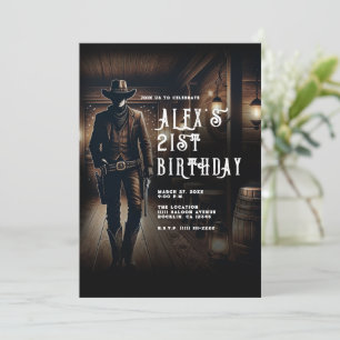 Invitation Salon Western Country Cowboy pour fête d'anniversa
