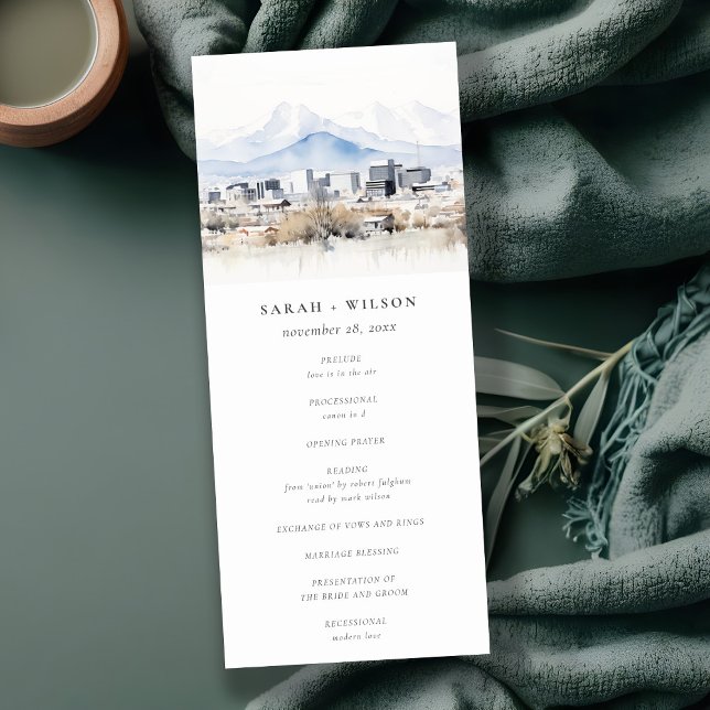 Invitation Salt Lake City Utah Watercolor Wedding Program (Créateur téléchargé)