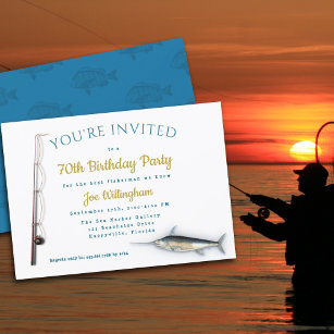 Invitation Saltwater Fishing Adulte Homme Fête d'anniversaire