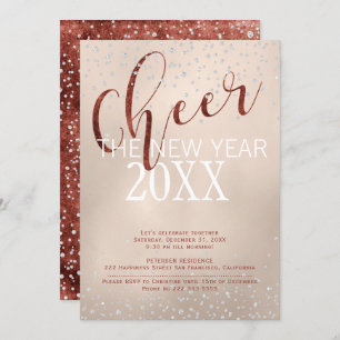 Invitation Saluez le New Year Gold Foil Diamonds Party