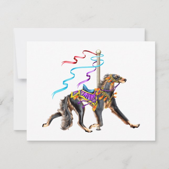 Invitation Saluki Carousel Noir & Tan (Devant)