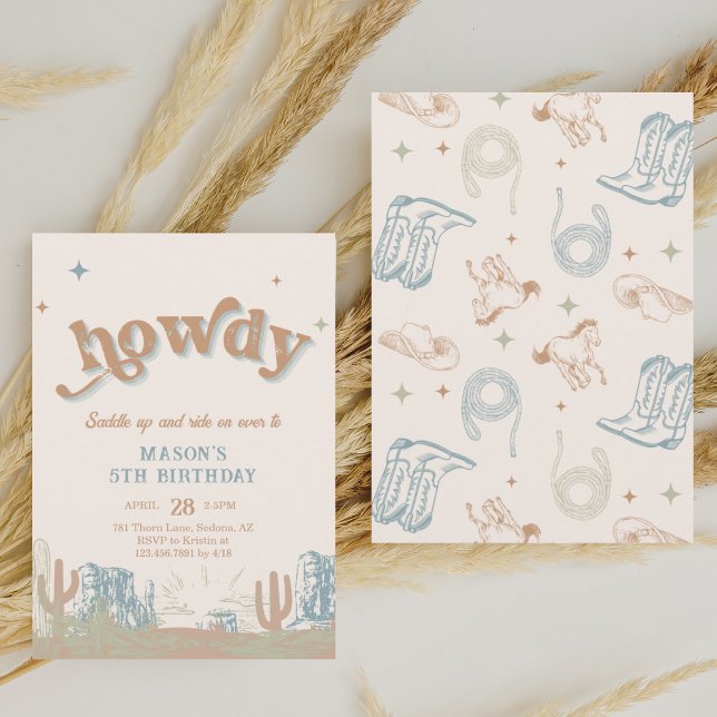Invitation Salut ! Anniversaire du cowboy bleu occidental (Créateur téléchargé)