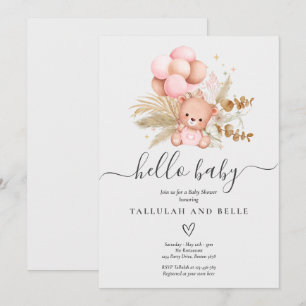 Invitation Salut Bébé Boho Ours Douche