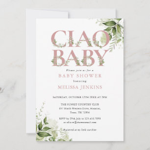 Invitation Salut Bébé Rose Poussiéreuse Rose Verte Baby Showe