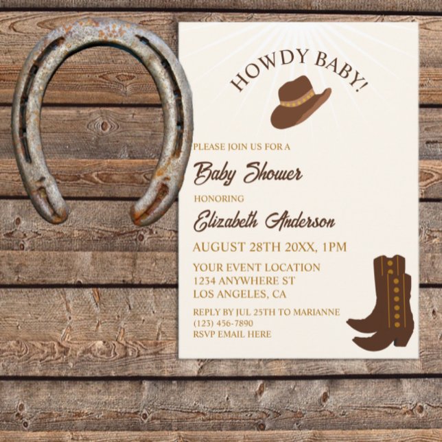 Invitation Salut Bébé ! Shower de bébé western Cowboy (Créateur téléchargé)