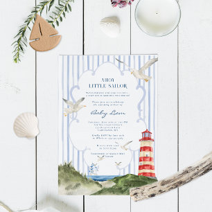 Invitation Salut Petit Marin Fête de Naissance sur le Thème M