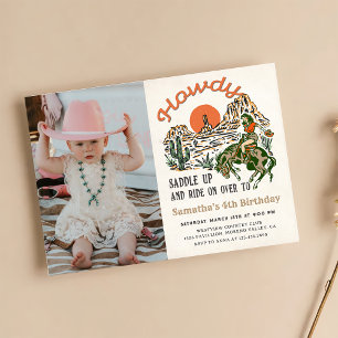 Invitation Salut ! Western Rodeo Cowboy Photo d'anniversaire