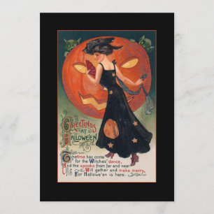 Invitation Salutation de sorcière Vintage avec un texte sangl