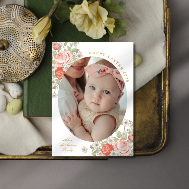 Invitation Salutation photo vintage Rosebud Pâques (Créateur téléchargé)