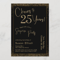 Salutations à 25 Ans Surprise Anniversaire Noir