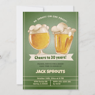 Invitation Salutations à 30 ans Bière 30e anniversaire de la 