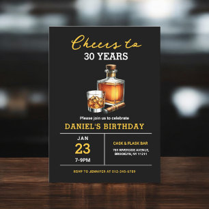 Invitation Salutations à 30 ans Whiskey Cigar Bourbon Anniver