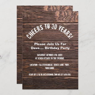 Invitation Salutations à 30e anniversaire Rustic Country Invi
