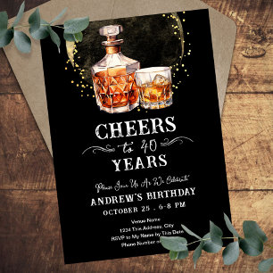 Invitation Salutations à 40 ans Whiskey Adulte Anniversaire
