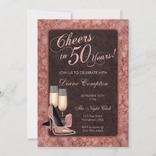 Invitation Salutations à 50 Anniversaire Rose d'or