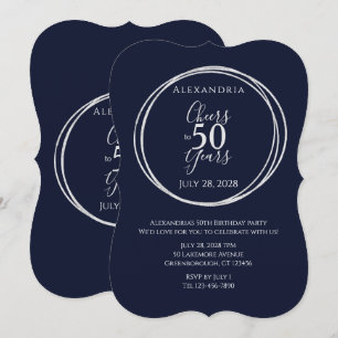 Invitation Salutations à 50 ans fête marine argent