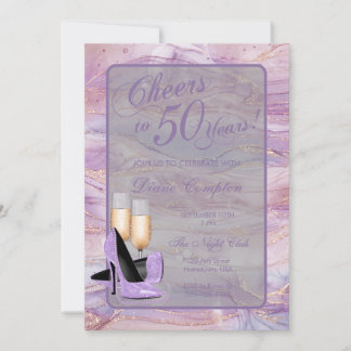 Invitation Salutations à 50 ans Lavender Gold Anniversaire
