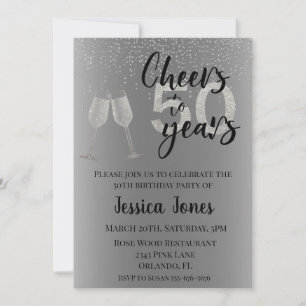Invitation Salutations À 50 Ans Parties scintillant Argent Ch