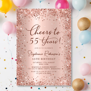 Invitation Salutations à 55 ans Rose Gold 55e anniversaire