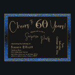 Invitation Salutations à 60 ans Surprise Anniversaire Or & Bl<br><div class="desc">En utilisant deux polices distinctives, j'ai créé des graphiques pour votre faire-part et je les ai embelli avec un effet d'or faux-métallique pour une ambiance festive. Bien que chaque partie puisse être déplacée selon vos besoins, l'en-tête se lit comme "Cheers to 60 Years !" et "Surprise Party". ("Surprise" peut être...</div>