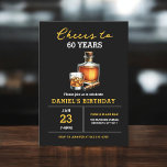 Invitation Salutations à 60 ans Whiskey Cigar Bourbon Anniver<br><div class="desc">Lève un verre et toast à quatre décennies d'excellence avec notre invitation Whiskey Bourbon à la fête d'anniversaire "Cheers to 60 Years"! Ce design saisit la sophistication du whisky vieilli, avec une typographie élégante et des détails d'inspiration bourbon. Rejoignez-nous pour une nuit de bons esprits, de délicieuses bouchées et de...</div>