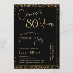 Invitation Salutations à 80 ans Surprise Anniversaire Noir