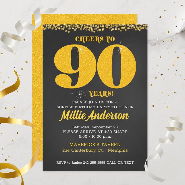 Invitation Salutations à 90 ans Anniversaire 90e quatre-vingt (Cheers to 90 Years 90th Birthday Invitation)