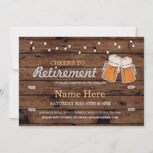 Invitation Salutations à la fête de retraite Bois de bière In