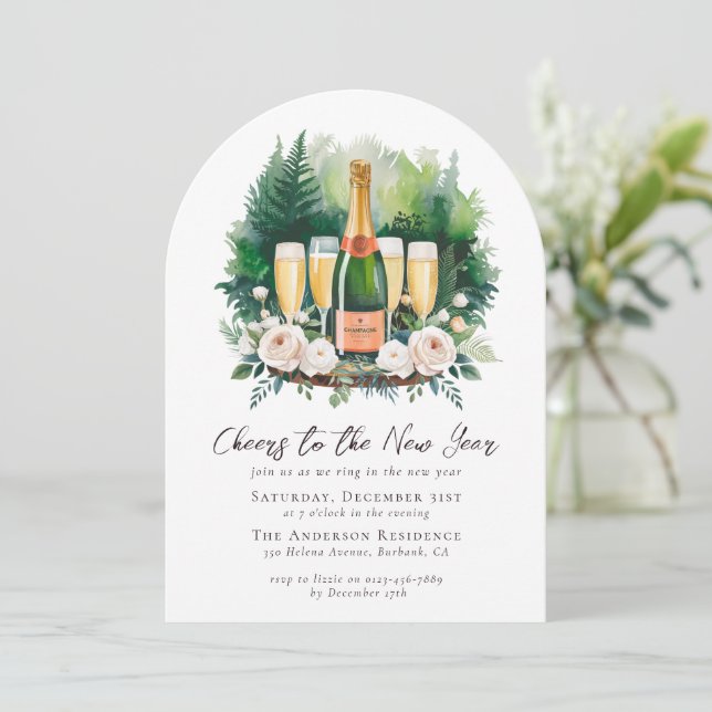 Invitation Salutations à la fête du Nouvel An (Debout devant)