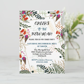 Invitation Salutations à la fête du Nouvel An de la verdure B