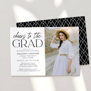Invitation Salutations à la Grad Black Photo Grad Graduation
