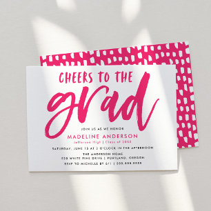 Invitation Salutations à la Grad rose brosse Script graduatio